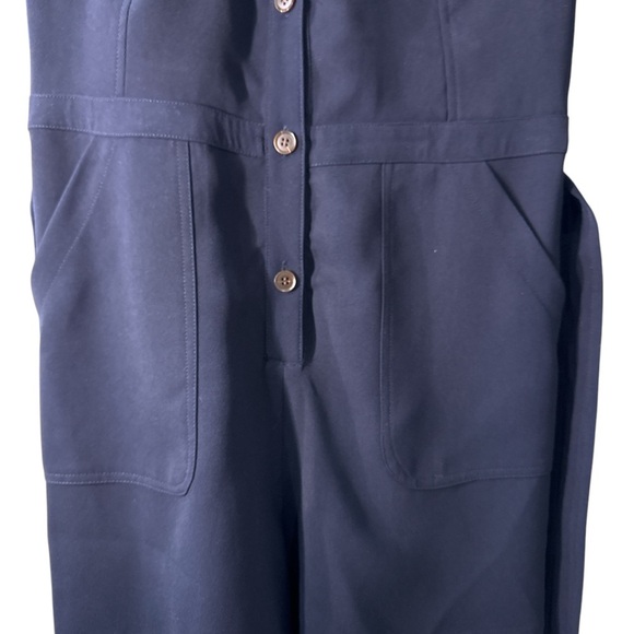 Greylin Blue Jumpsuit with Waist Tie and Short Sleeves - Picture 2 of 10